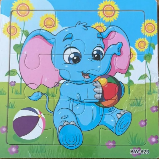 9pcs Wooden Jigsaw Puzzles - 15x15cm, Perfect for Kids' Education, Hand Eye Co