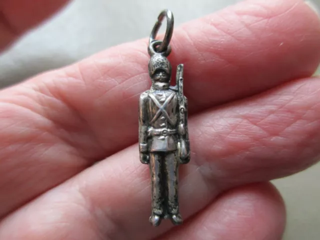 Antique Vintage Edwardian Sterling Silver Toy Soldier Guard Fob Charm Pendant Uk