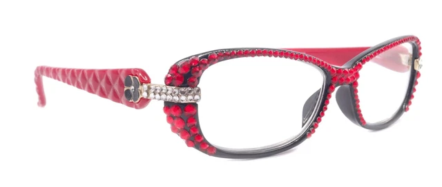 Glamour Quilted, (Bling) Women Reading Glasses W (Full Top) (Light Siam)  (Black