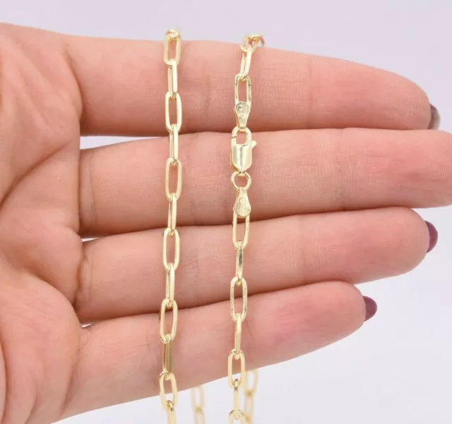 3.5mm Paperclip Link Chain Necklace 14K Yellow Gold-Plated Sterling Silver 925