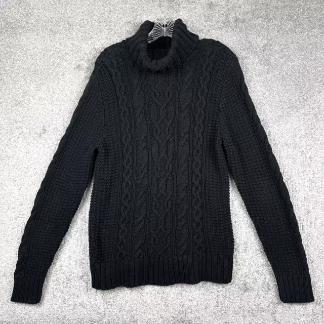 Lauren Ralph Lauren Sweater Womens XL Black Chunky Cable Knit Turtleneck Jumper