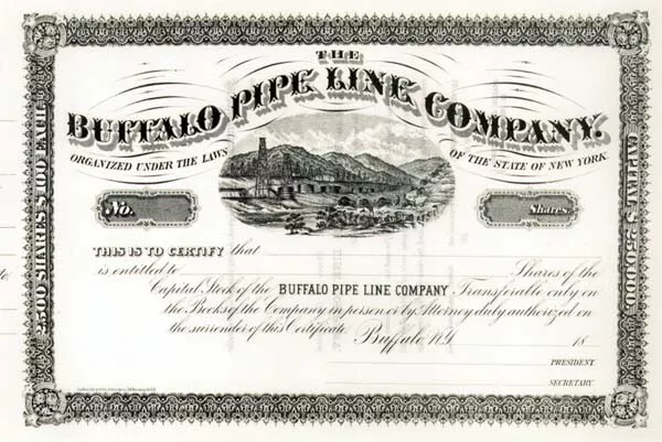 Buffalo Pipe Line Co. - Stock Certificate - Oil Stocks and Bonds