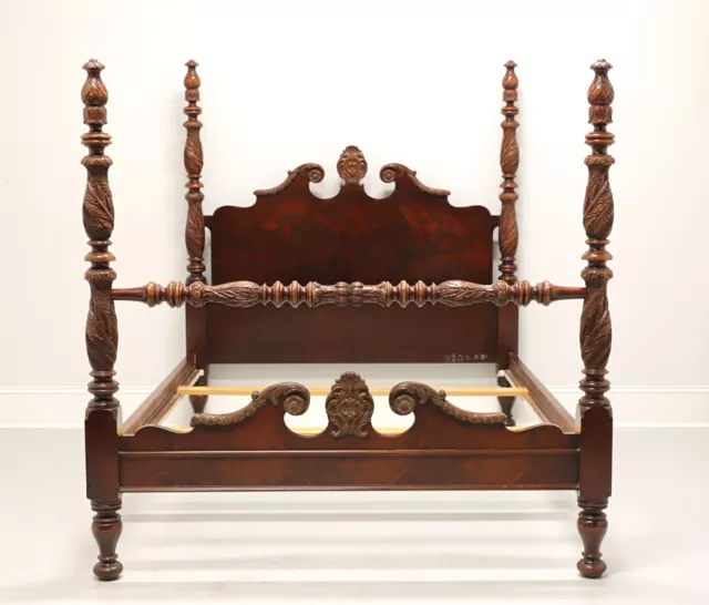 Antique 19th Century Carved Walnut Victorian Three-Quarter Size Four Poster Bed