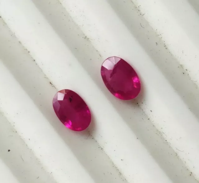 Natural Burmese ruby 6x4 mm oval Matched pair faceted oval Untreated ruby pair 2