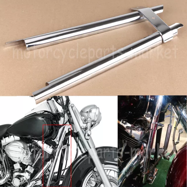 Chrome Down Tube Frame Covers Accent Trim Fit For Harley Softail FLS FXST FXSTC