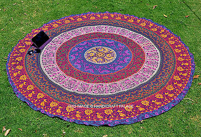 Bohemian MANDALA ARAZZO SPIAGGIA rotonda Hippie Copriletto Tappetino Yoga Sole Sfumati Indiano roundie 