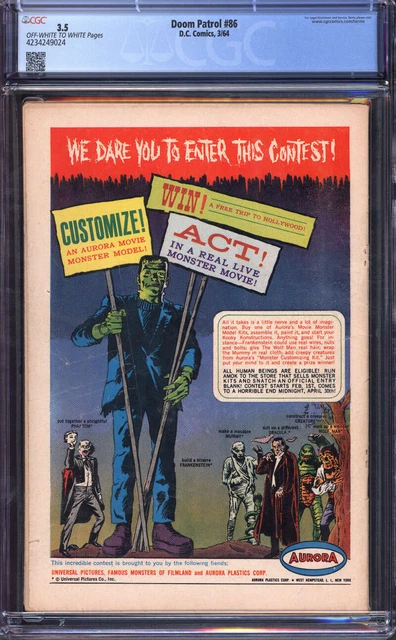 Doom Patrol #86 Cgc 3.5 Ow/Wh Pages // 1St App Brotherhood Of Evil 1964 2