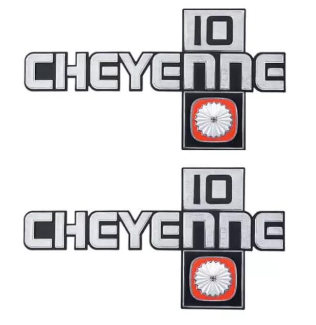OER Front Fender "Cheyenne 10" Emblem Set 1981-1987 Chevy Pickup Trucks
