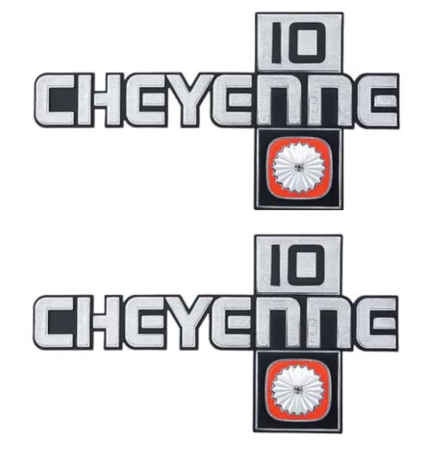 OER Front Fender "Cheyenne 10" Emblem Set 1981-1987 Chevy Pickup Trucks