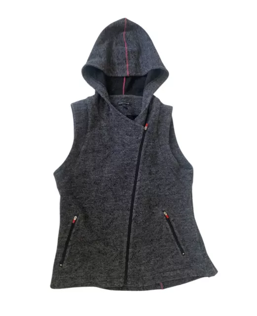 Eileen Fisher Hooded Charcoal Gray Asymmetrical Zip Up Vest Size Women's Small S