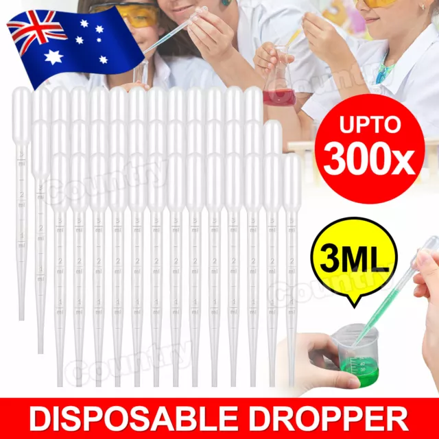 Plastic Pipettes Eye Dropper 100x Disposable Graduated Transfer Liquid Paint 3ML