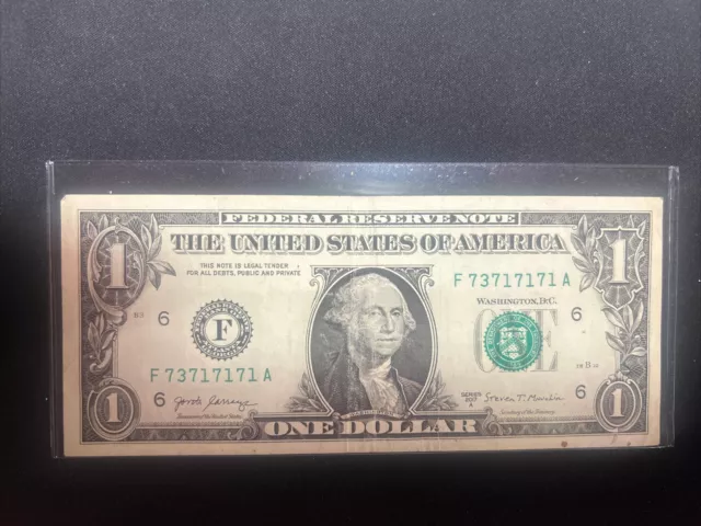 👀  - One dollar bill with VERY COOL  Trinary fancy serial number