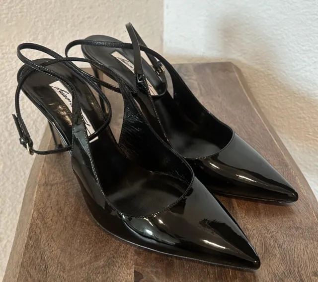 Brian Atwood Vicky Black Patent Leather Pointed Pumps Size 381/2 US 8