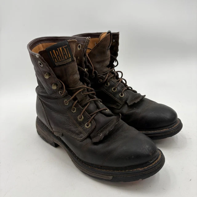 Ariat Boots Mens 8.5D Brown Lacer Kiltie ATS Leather Work Lace Up 35029 Flaws Ariat Boots Mens 8.5D Brown Lacer Kiltie ATS Leather Work  main image 4