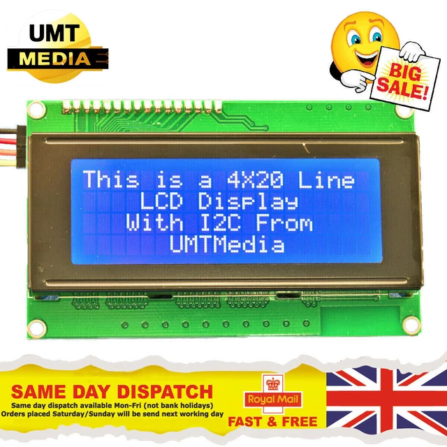 WITH/WITHOUT IIC/I2C 2004 20X4 Character LCD Module Display Blue Green ...