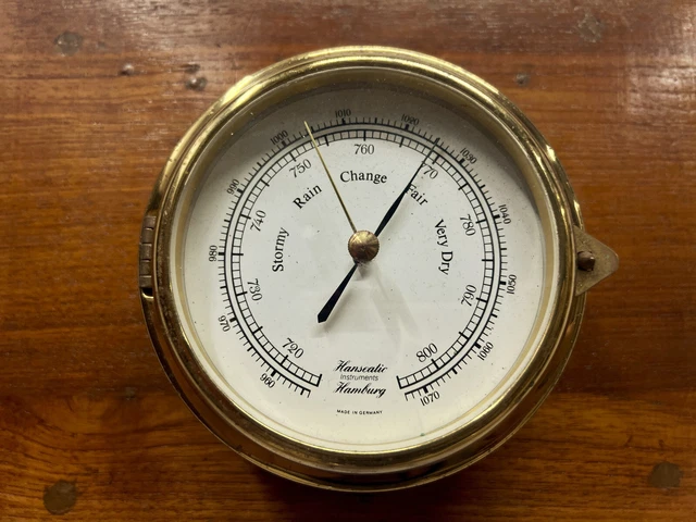 Antique Nautical Original Hanseatic Instrument Hamburg Barometer Made In Germany