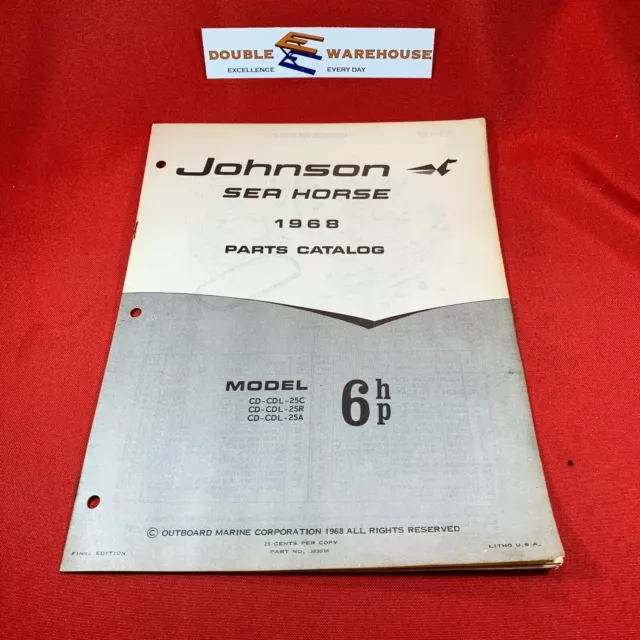 1968 Johnson Sea Horse Parts Catalog 6 HP 383038 Final Ed OMC