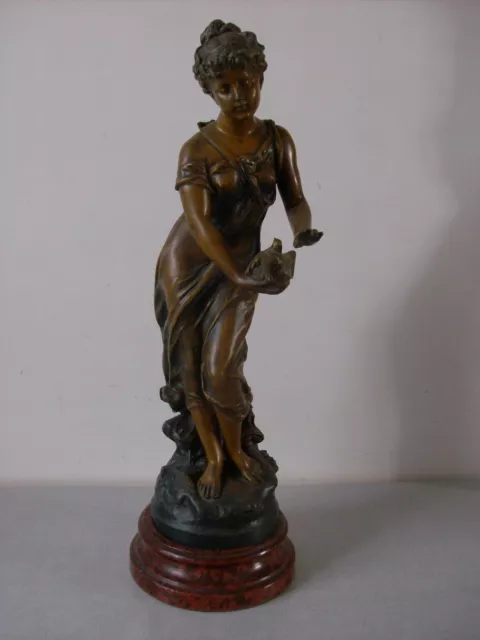 Ancienne statue Amitié en régule signé  Auguste MOREAU de 45 cm