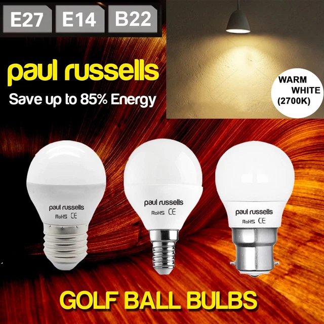 3w=25w, 5w=40w, 7w=60 Watt LED Golfball Mini Globus G45 Lampen warmweiß