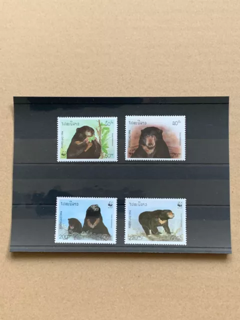 WWF Laos Sun Bear 1994 Mint MNH Stamp Set SG 1396-99 + Stock card