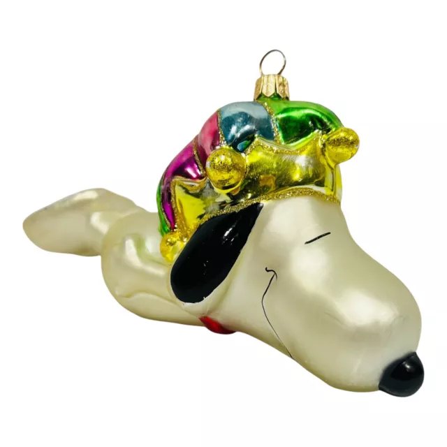 Peanuts SNOOPY JESTER POLONAISE GLASS CHRISTMAS ORNAMENT Macy's Exclusive RARE