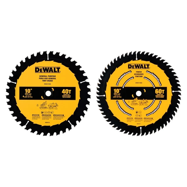DeWalt DWA110CMB (2-Pack) 10" 40T/60T General Purpose Circular Saw Blades New
