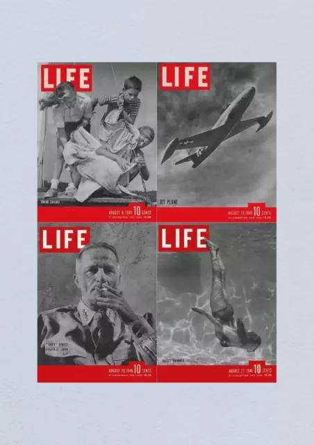 Life Magazine Lot of 4 Full Month of August 1945 6, 13, 20, 27 Times Square Kiss