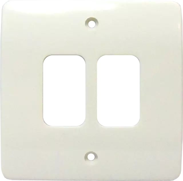 MK Double Gang 2 Module Moulded Frontplate White Grid Plus K3632WHI