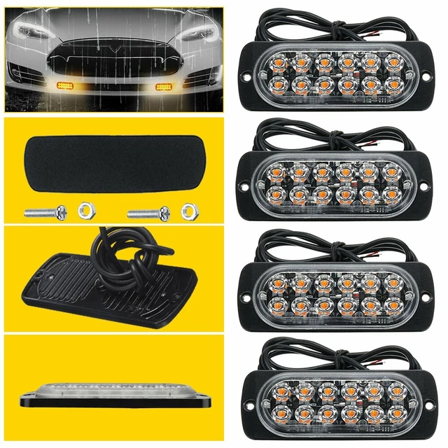 4/8X Amber Light Strobe 12LED Car Truck Flash Beacon Bright Hazard Waterproof US