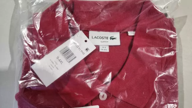 Lacoste Men's Classic Pique Slim Fit Short Sleeve Polo Shirt, Red, Size 4XL 3