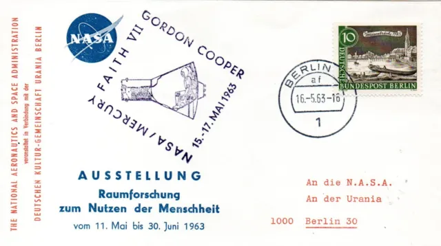 MERCURY 9 Faith 7 Return day Gordon Cooper Tracking Berlin Space cover 16 May 63