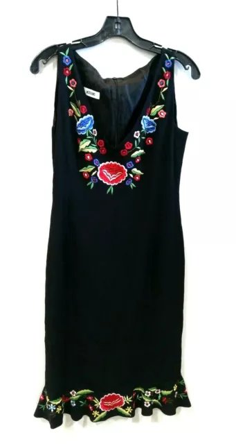 Moschino Black Floral Embroidery Dress sz 10