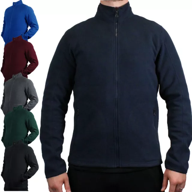 Mens Full Zip Polar Fleece Jacket Winter Warm Zipper Top - ex store