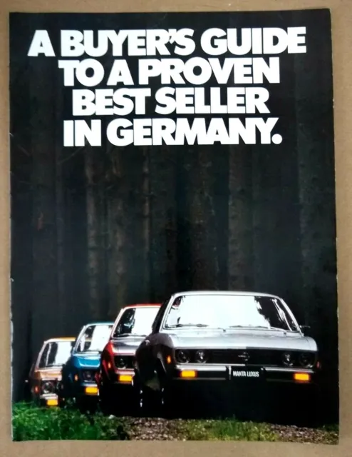 Opel Manta Luxus Original 1974 Print Ad Buyer's Guide Proven Best Seller Germany