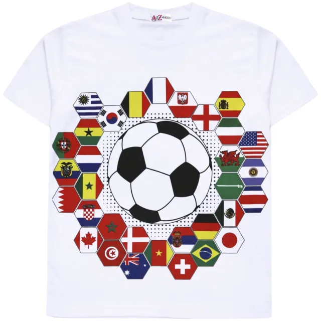 Ragazze T-Shirt Calcio Coppa Del Mondo Maniche Corte Top & 5-13 Anni