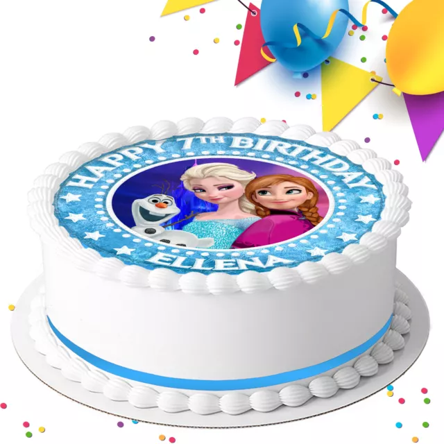 Frozen Anna Elsa Personalisiert Geburtstag Essbar Kuchenaufleger & Cupcake Aufleger F415 3