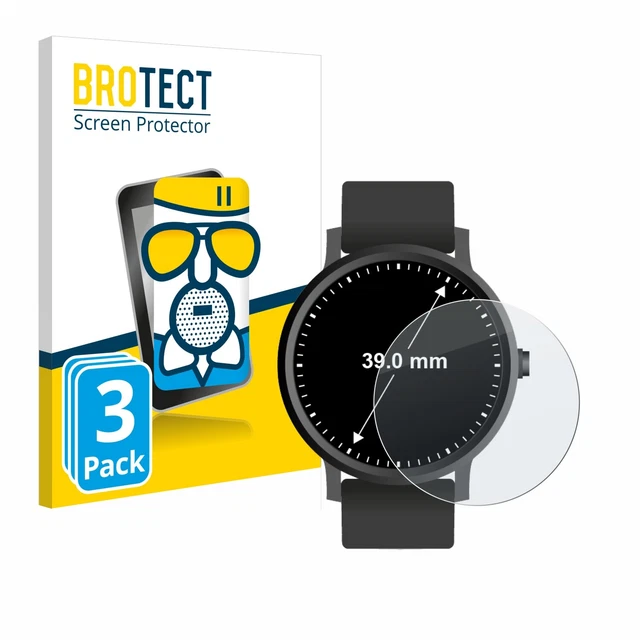 3x Anti-Riflesso Vetro Pellicola Protezione per Orologi (Circolare, ø: 39 mm)