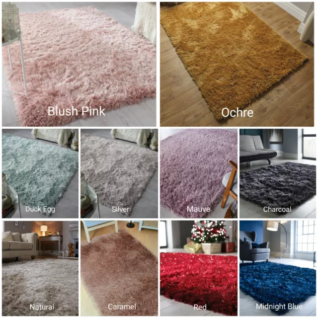 Shaggy Dazzle Rug Thick Silky Soft Small Medium Large Living Room Bedroom Carpet