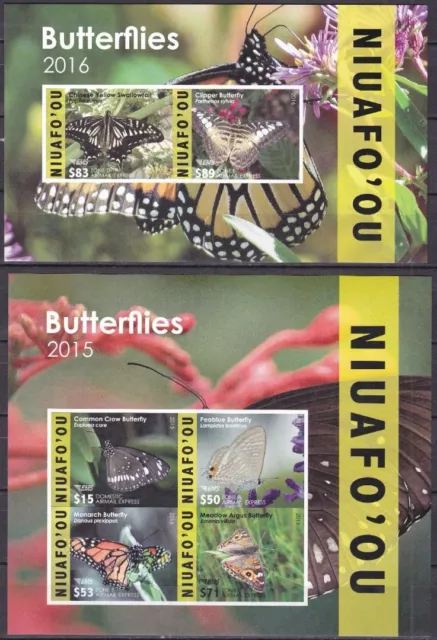 Niuafo'ou Block 62/63 postfr./mnh mariposas mariposa 2016 enorme. IMPERF. -9