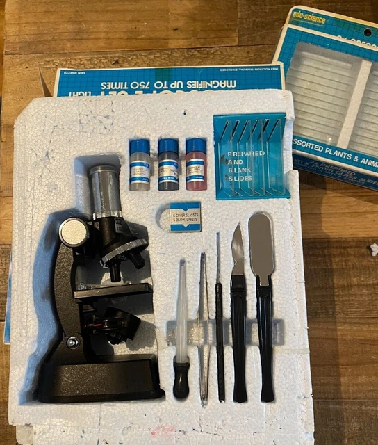 VINTAGE TOYS R Us Edu Science Microscope Set & Glass Slides Sets Pre