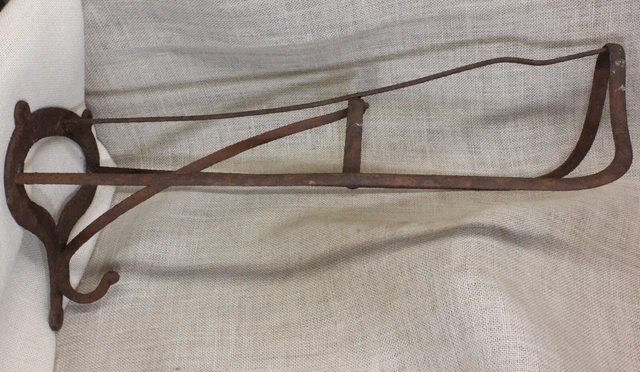 Old Saddle rack holder reversed bracket rustic iron English style rust barn find 2