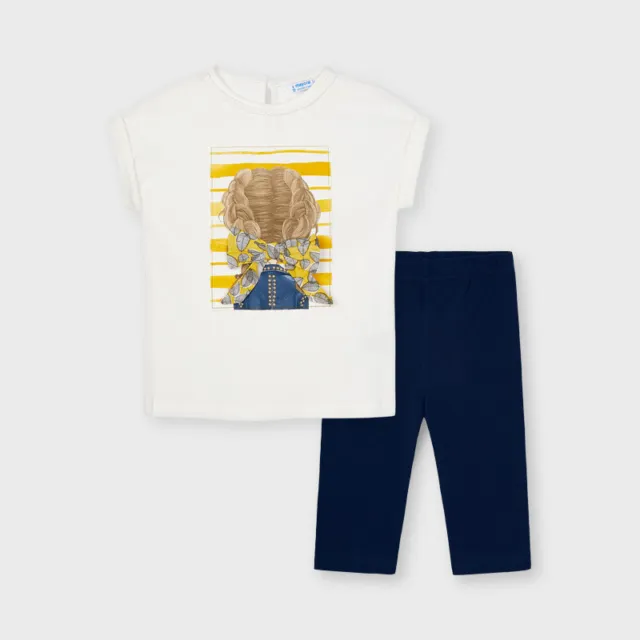 Mayoral Girls Leggings set with Doll T-Shirt in Navy (03735) Aged 2-9yrs