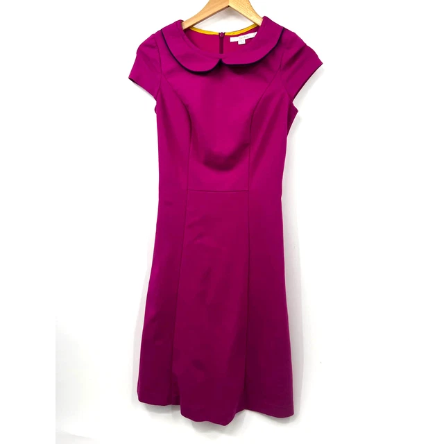 Boden Women's The Strand Peter Pan Collar Sheath Dress Cap Sleeve Pink Size 2