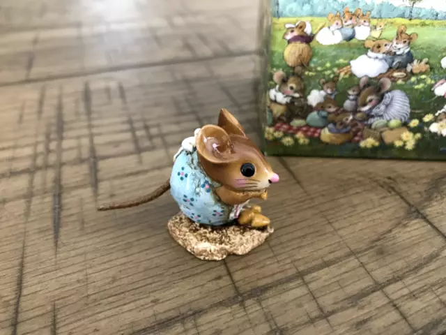 Wee Forest Folk NM-1  SINGLE NIBBLE MOUSE, Light Blue ~ Retired & PRISTINE w/Box