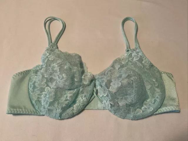 VINTAGE SHEER LACE Bra Unlined Jaclyn Smith 38C Underwire Lt Turquoise USA  $18.00 - PicClick