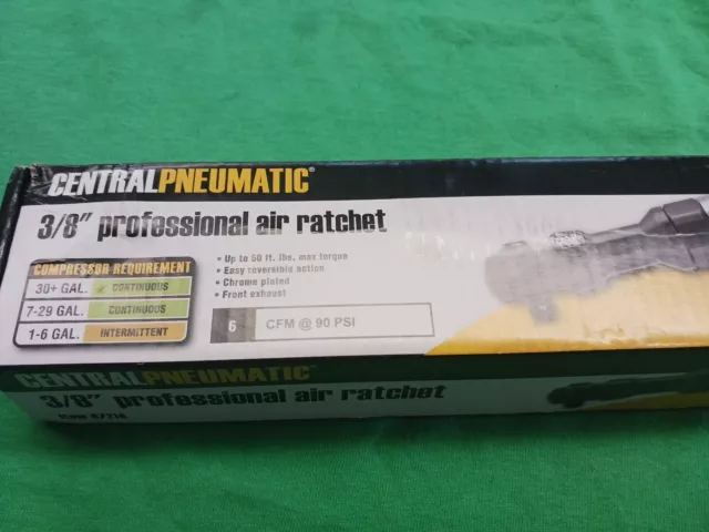 3/8" Professional Air Ratchet Wrench Central Pneumatic Item 47214 New Chrome