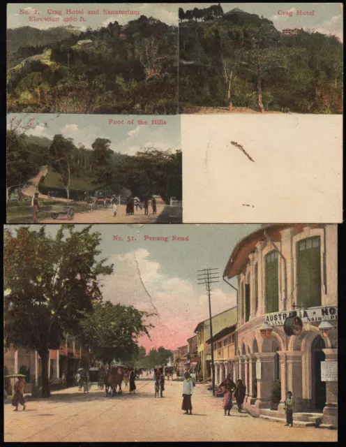 um 1905 Penang Malaysia, Crag Hotel + P. Road Malaya Straits Settlements ungel.