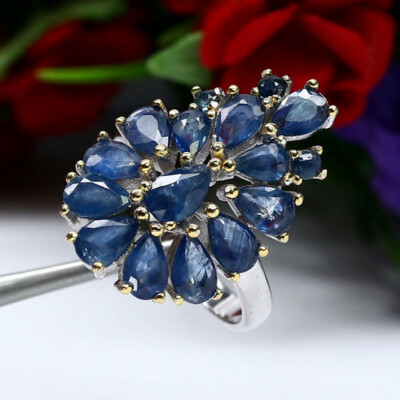 Tanzanite Bleue & Déguisement Clr Saphir Boucles 925 Argent CLR Naturel 10 X 12 Mm 