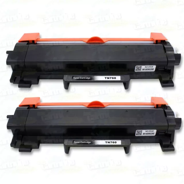 2PK TN760 Toner for Brother HL-L2370DW L2350DW DCP-L2550D MFC-L2750DW L2710DW