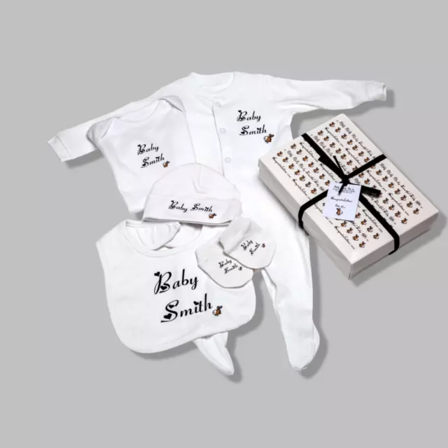GREAT PERSONALISED BABY GIFT - Unisex baby newborn/baby shower babygrow Gift Box
